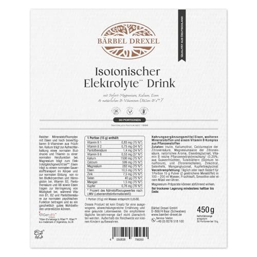 Isotonischer Elektrolyte Drink mit Magnesium, Kalium, Eisen, natürlichen B-Vitaminen, Calcium, Selen, Mangan und Kupfer, Isotonisches Getränkepulver BÄRBEL DREXEL® – Bild 6