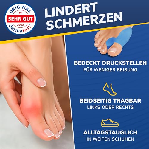 FLEXIFEET® Hallux Valgus Korrektur Zehenspreizer für den Großen Zeh - 6 Stk Zehentrenner Hallux Valgus, Ballenzehen Korrektur - Bandage Universalgröße, Damen, Herren, 0% BPA