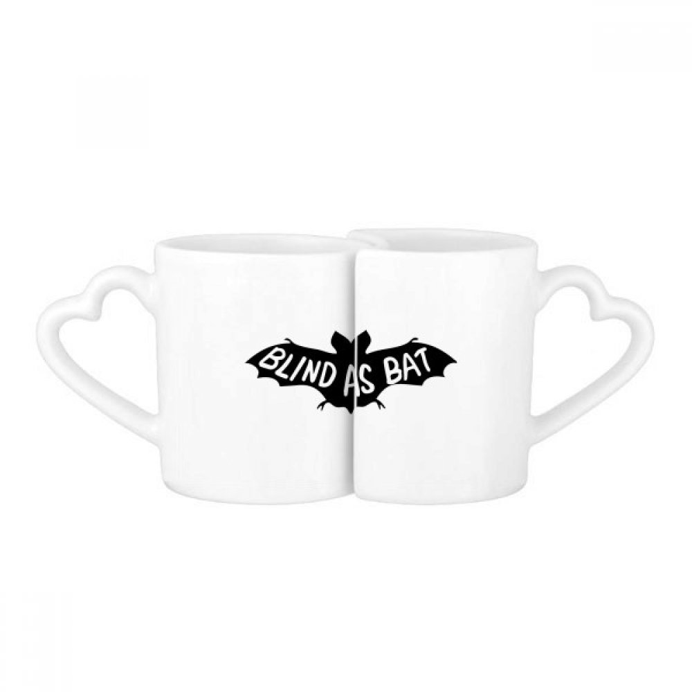 Tasse chauve-souris noire céramique blanche mug duo couple design amoureux multicolore