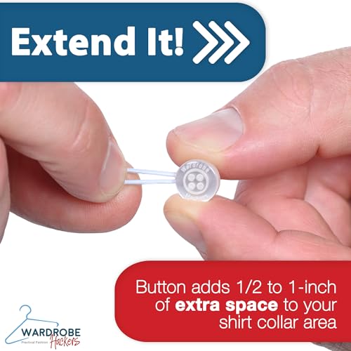 Image of Wardrobe Hackers Collar Extenders for Mens Shirts (Soft Elastic) Tight Neck Collar Relief - Expander Buttons for Dress Shirts