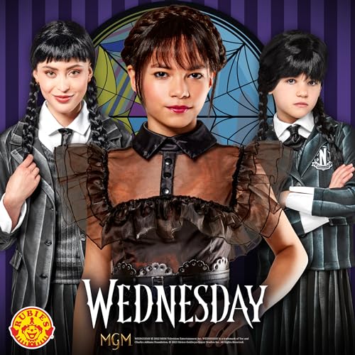 Disfraz completo uniforme escolar Wednesday Addams para niños miniatura 5