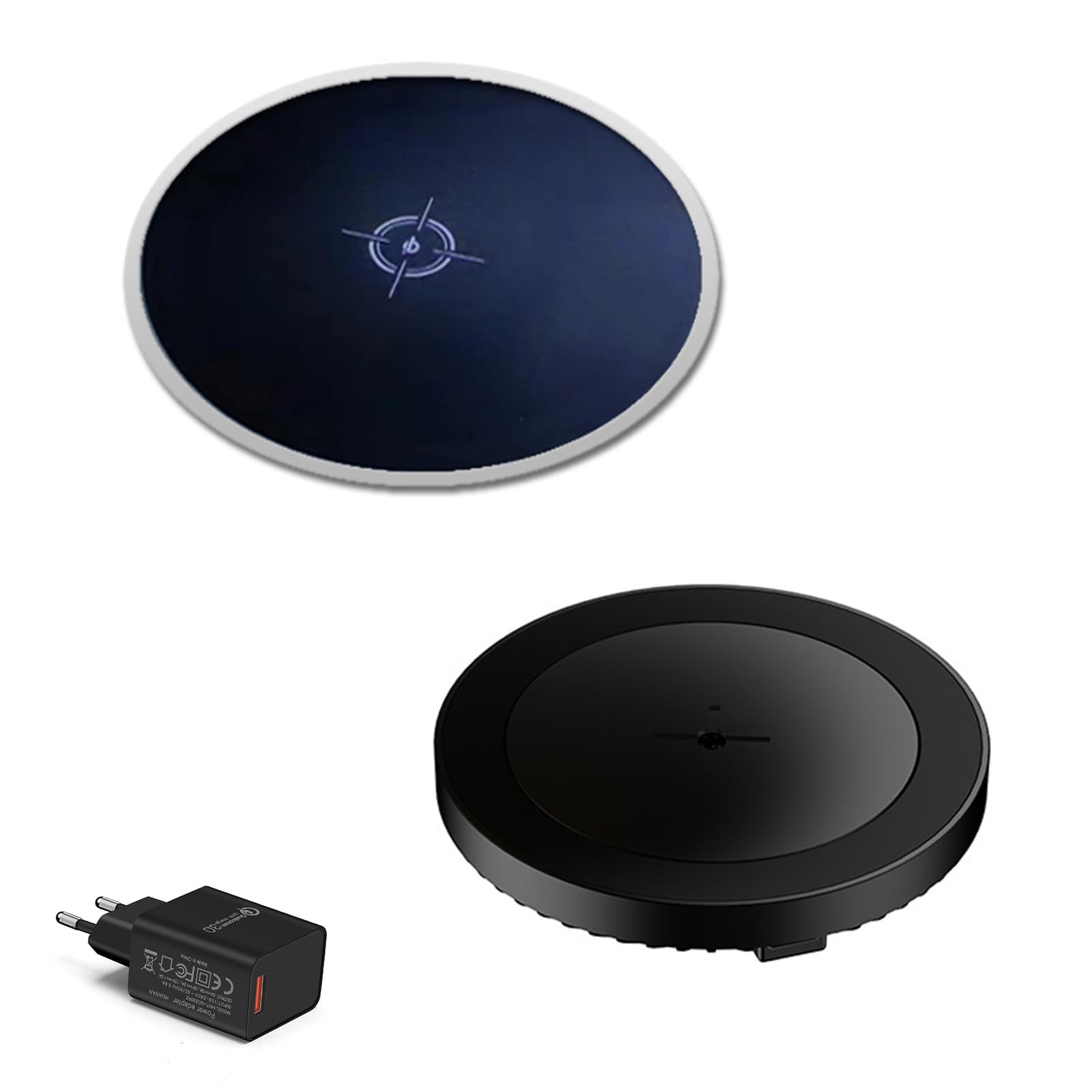 Zuiquity Black 45Mm Long Distance Hidden Wireless Charger, 15W Fast Magnetic Charger Tabletop Hidden Charging Kit, Phone Charging Station 80% Efficiency