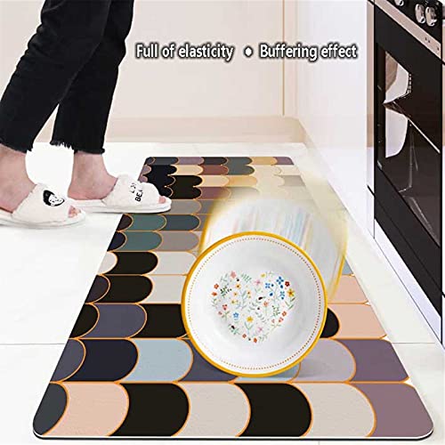 XQKXHZ Modern Kitchen Rugs, Geometric Patterns Non Slip Leather Floor Mats, PVC Waterproof Outdoor Carpet, for Home Bedroom Living Room Bath Area Rugs, Customizable,140x600cm