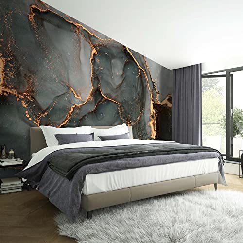 wandmotiv24 Fototapete Marmor Optik Stein, XXL 400 x 280 cm - 8 Teile, Wanddeko, Wandbild, Wandtapete, Gold Rot Blau Grau M6883