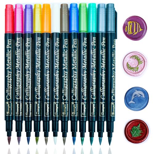Ioggtser Wachssiegelstift, Metallic-Marker, weicher Spitze, Dekorationsfarbe für Wachssiegelmuster, Premium-Qualität für Umschläge und Siegelwachs, passend für alle Wachssiegelperlen