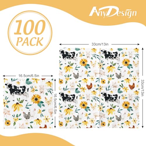 AnyDesign-100Pcs-Farm-Animals-Paper-Napkins-Watercolor-Chicken-Pig-Decorative-Disposable-Napkins-Luncheon-Dinner-Napkins-for-Dinning-Party-Tableware-Supplies AnyDesign 100Pcs Farm Animals Paper Napkins Watercolor Chicken Pig Decorative Disposable Napkins Luncheon Dinner Napkins for Dinning Party Tableware Supplies