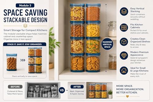 Image of TASTIC Kitchen Storage Containers Masala Box | Airtight BPA Free Plastic Containers for Spices, Snacks, Dry Fruits, Namkeen & Grocery Organization (LIGHT BLUE)
