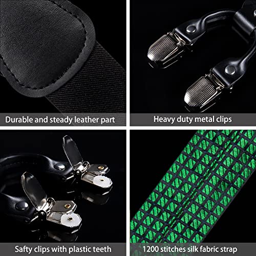 Image of DiBanGu Paisley Bow Tie and Supenders for Men Tuxedo Heavy Duty 6 Clips Suspender Adjustable Y-Shape Mens Trouser Braces