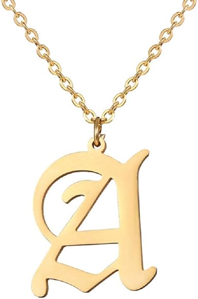 Old English Initial Necklace Gold 