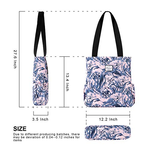 Image of KAMO Floral Tote Bag - Waterproof Lightweight Handbags Travel Shoulder Bag for Hiking Yoga Gym Swimming Travel Beach