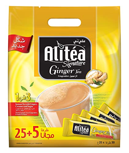 Image of Alitea Signature Ginger Premix Instant Tea 3 in 1, (30 Sachets x 20gms)- 600gms (Pack of 3)