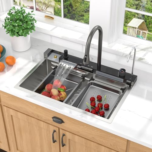 Waterfall-Kitchen-Sink-30-Inch-Drop-in-Multifunctional-Workstation-16-Gauge-Stainless-Steel-Smart-Kitchen-Sinks-with-Pull-down-FaucetCup-Washer-and-Mechanical-Keying-TLWF-0003 Waterfall Kitchen Sink 30 Inch Drop in Multifunctional Workstation 16 Gauge Stainless Steel Smart Kitchen Sinks with Pull down FaucetCup Washer and Mechanical Keying TLWF 0003