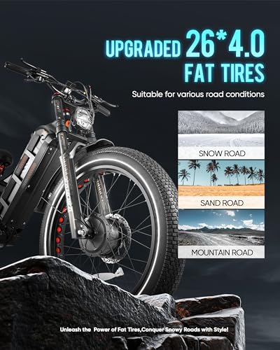 Image of 2026 eAhora Romeo Pro 3 /2 52-46 Mph Electric Bike for Adults, 6000W /4000W /2500W Dual Motor Ebike 60V 80Ah /52V 70Ah Battery 235+Miles Long Range, 26*4.0 inch /20*4.5 inch Fat Tire, Full Suspension, All Terrain