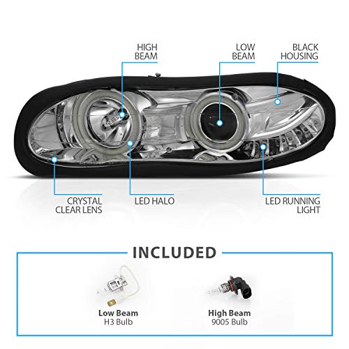 AmeriLite LED Halo Projector Headlights for 1998-2001 Chevy Camaro - Image 5