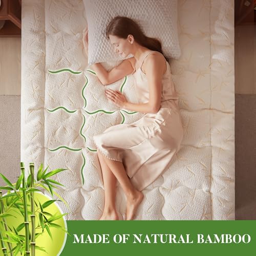 100% Waterproof Queen Size Mattress Topper, Thick Pillow Top Mattress Pad,Up to 21 Inch Deep Pocket,Soft Breathable Mattress Pad for Back Pain, Protector Cover(Beige)