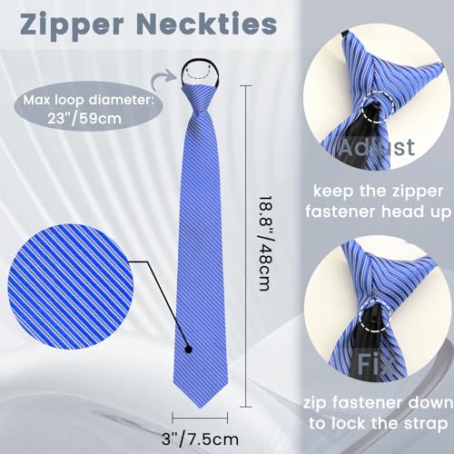 Image of Mens Tie Pre-tied Adjustable Men's Neckties, Zipper Ties for Men Accessories Business Wedding Party