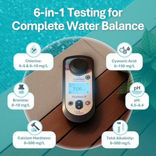 Palintest Lumiso Pooltest 6 - Digital Photometer Water Tester - Ph Meter & Chlorine Testing Kit For Pools, Hot Tubs, Spas & Drinking Water - Measures Alkalinity, Bromine, Cyanuric Acid & More - 4