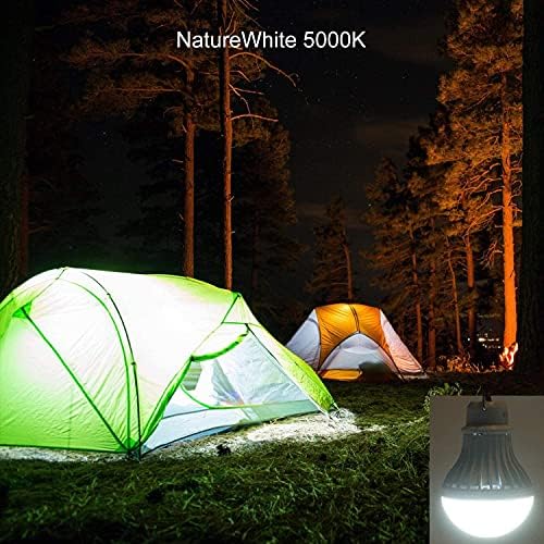 Onite Camping Lantern Light, Portable USB LED Tent Shed Light Bulb with Hanging Hook, Outdoor Light Waterproof Emergency Lamp for Hiking Fishing Camping/Patio/Garden/BBQPure White