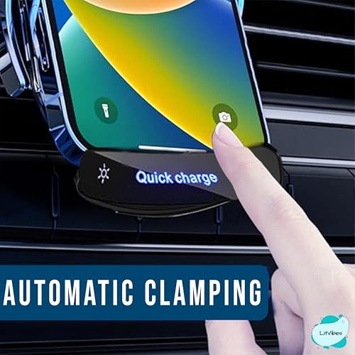 Image of Car Wireless Charger, Automatic Clamping Car Mount 15W Wireless Charging Car Mobile Holder 360 Rotatable, Compatible with Magsafe,iPhones & All Wireless Charge Enabled Phones - Black