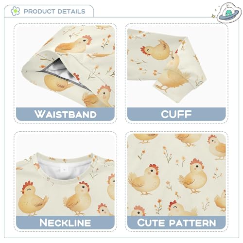 JUNZAN Cartoon Cute Chicken Beige Kids Boys Hooded Sweatshirt Fleece Kids Hoodies Boys Camping 4T3