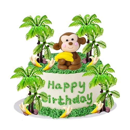 Decoracion Tartas Mono, 11 piezas decoración para tartas de animales, Decoración para Tartas, Figuras de Animales del bosque, para Cumpleaños Infantil, Baby Shower, Fiestas Temática