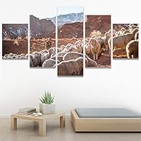 SIGNWIN 5 Panel Canvas Wall Art Animals Farmhouse/Country Fun Group Multicolor for Home Decorations Ready to Hang - 60
