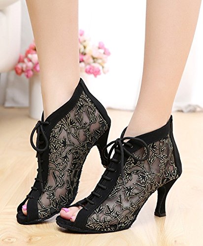 TDA Womens Lace-Up Net Salsa Tango Ballroom Latin Wedding Party Dance Shoes4