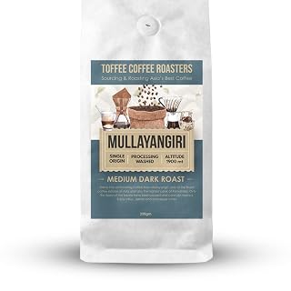 Toffee Coffee Roasters | Mullayanagiri Coffee, Medium Dark Roast, 250 g | Grind: Whole Beans, Single Origin, 100% Arabica | Speciality Coffee | Freshly Roasted