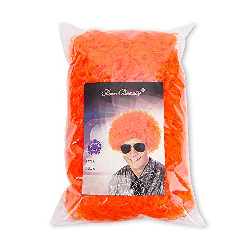 Image of FREE BEAUTY Fluffy Afro Synthetic Clown Wig for Men Women Cosplay Anime Party Christmas Halloween Fancy Funny Wigs (Orange)