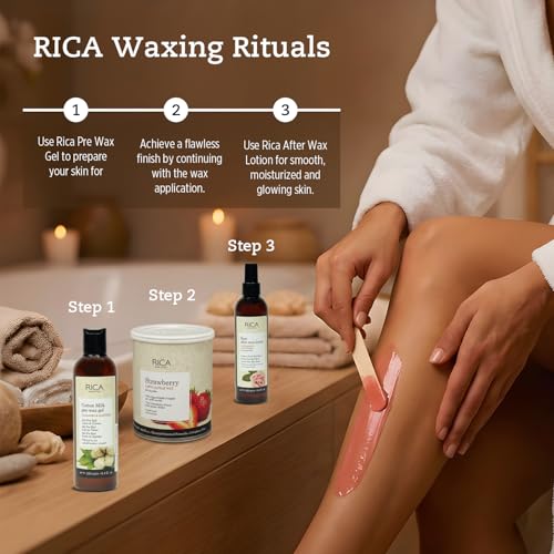 Image of RICA Strawberry Liposoluble Soft Wax for Sensitive Skin Suitable for Men & Women Waxing Hair Removal Cream for Extra Smoothness (800ml)