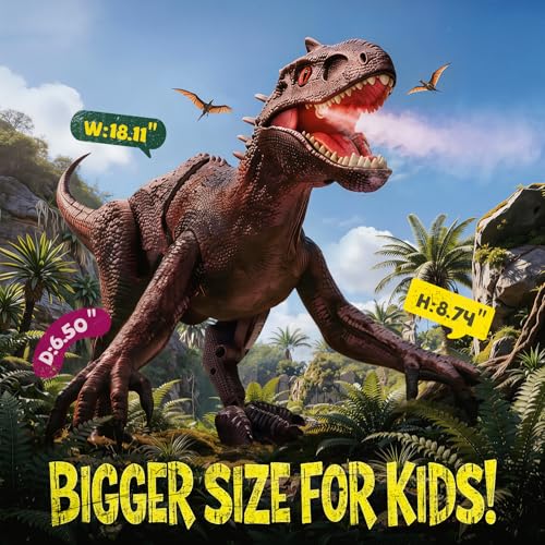Image of Veeniix Remote Control Dinosaur Toys for Kids, 2.4GHz Big Size Dinosaur with Walking, Realistic Sounds, Demo Mode, Rechargeable Jurassic Toys for 6-7, 8-12, Birthdays, Parties, Children's Day