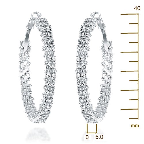 Gemini Women's Silver Plated CZ Diamonds Big Hoop Earring Valentine's Day Gifts Gm008 1.5/2 inches3