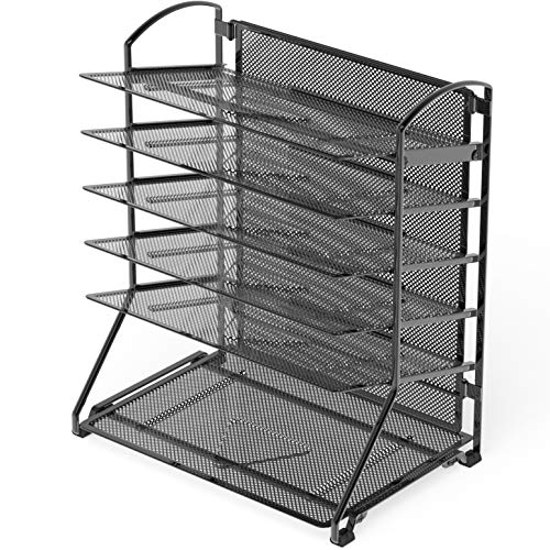 image for Simple Houseware 6-Tier Sliding File Organizer, Desk Letter Tray for D
