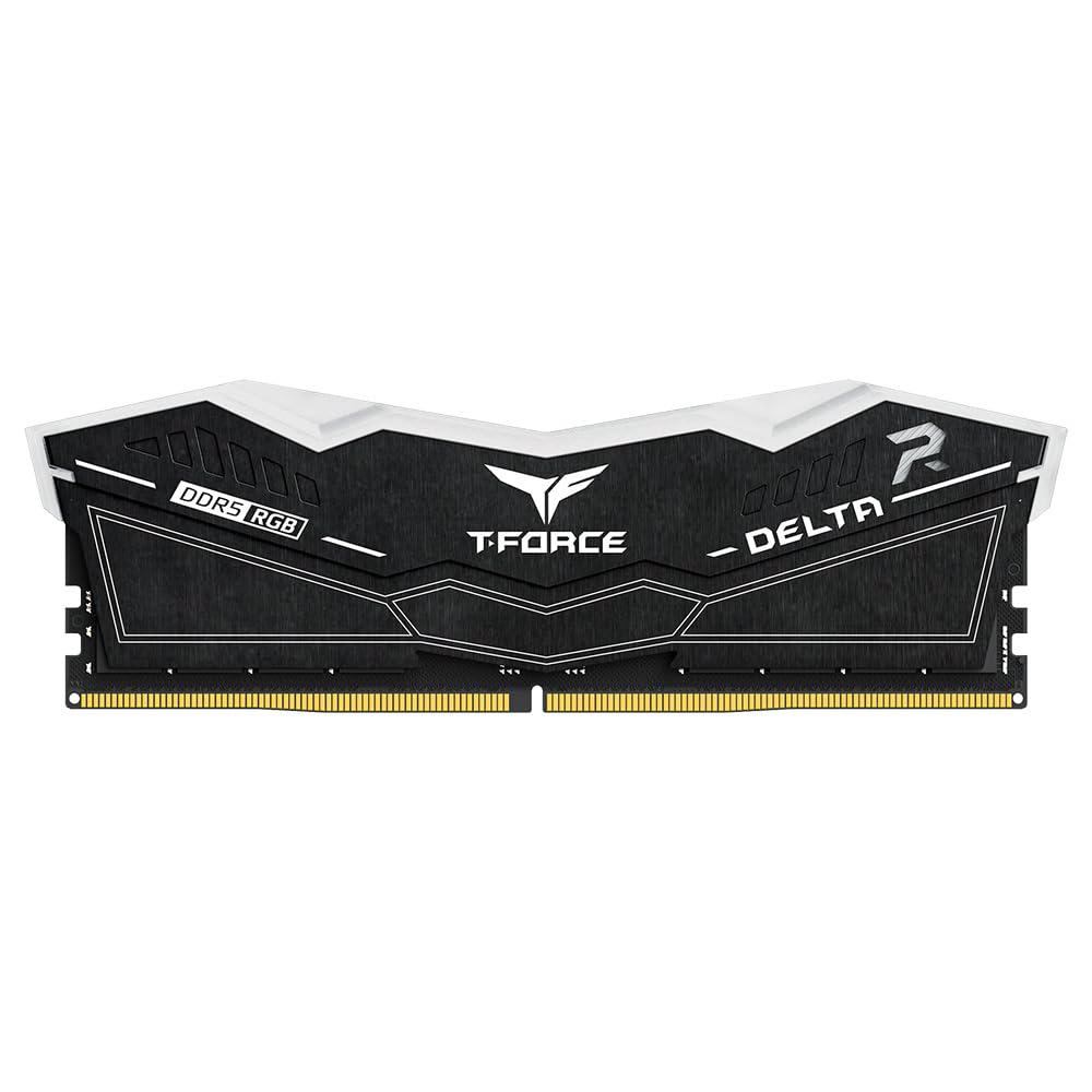 Team Group T-Force DELTA RGB DDR5 RAM, 6000 MHz, 32 Go (2 x 16 Go), CL30, mémoire pour ordinateur de bureau avec éclairage RVB, refroidissement PMIC, overclocking en un clic (noir)