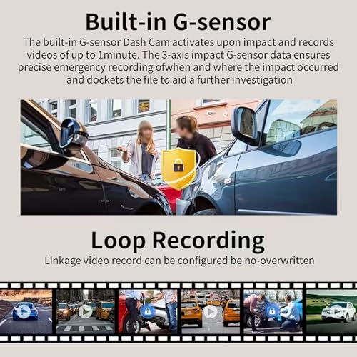 1080P Dual Camera Dash Cam for Cars, Driving Recorder with IR Night Vision, Loop Recording, Wide Angle Lens - 3.16 Inch IPS Screen,Parking Mode, Car Camera with 32GB TF Card - Image 5