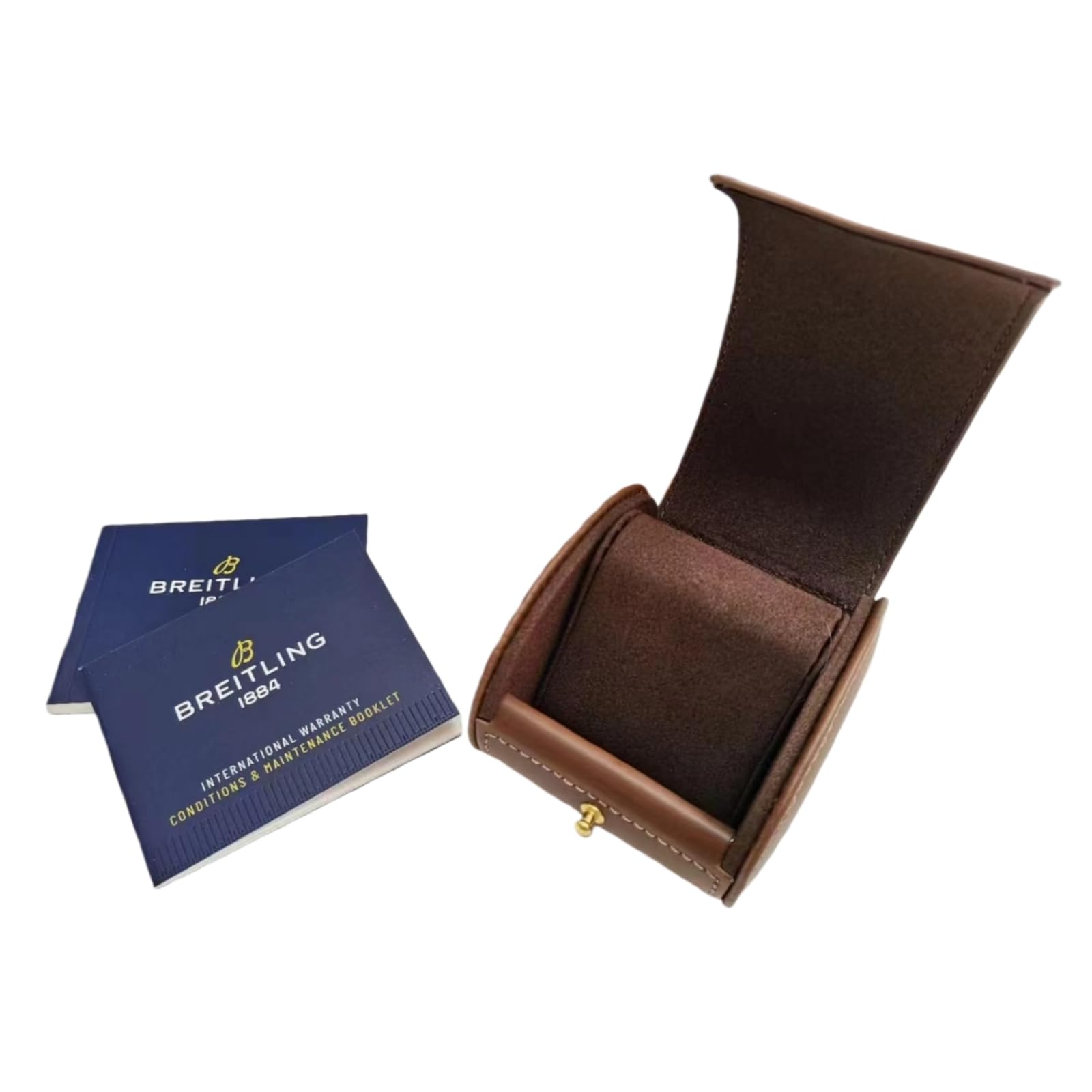 Set Presentación Reloj Caja Exterior Azul Rollo Viaje Cuero Marrón Inserto Extraíble Almacenamiento para Breitling