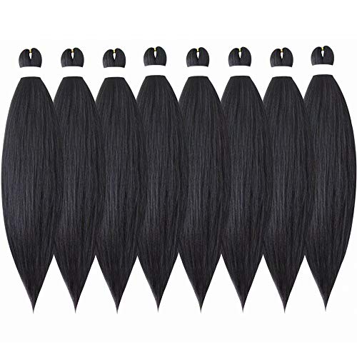 Braiding Hair Pre Stretched Kanekalon Brown Easy Braiding Synthetic Braiding Hair For Braids Twists Locs Hair 24 Inch 8 Packs
