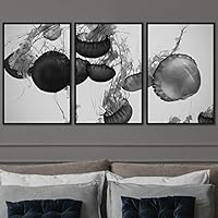 3 Piece Framed Canvas Wall Art Colorful Jellyfish Marine Life Canvas Prints Home Artwork Decoration for Living Room,Bedroom - 16