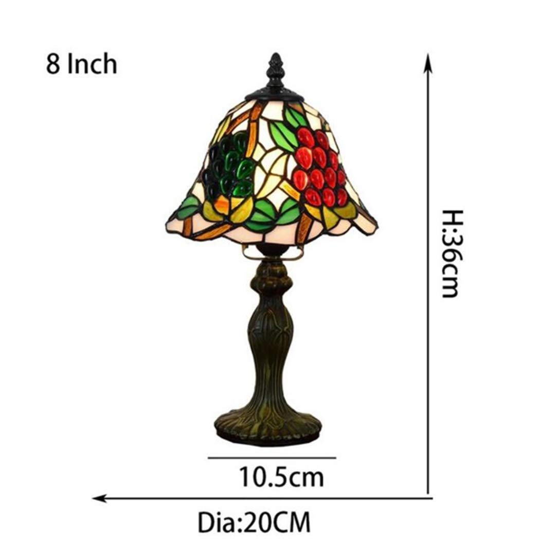 Lampa biurkowa w stylu Retro Art Stained Glass'ego witraż w stylu wiktoriańskim lampy stołowe 8 cali czerwone zielone koraliki winogronowe do salonu antyczne biurko nocna sypialnia