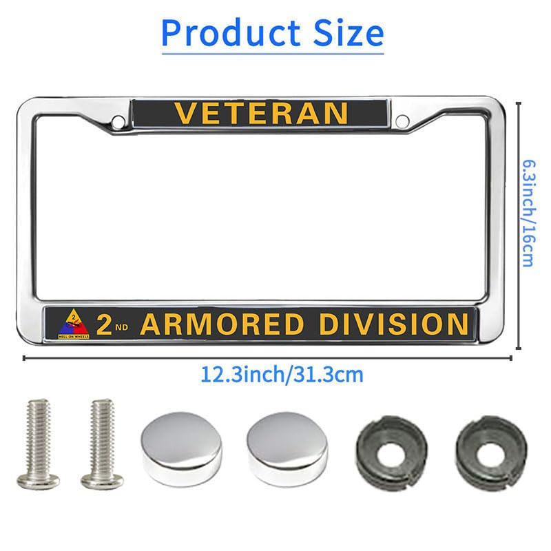 Image of 2nd Armored Division Veteran License Plate Frame - Military Military Commemorative Car Accessory