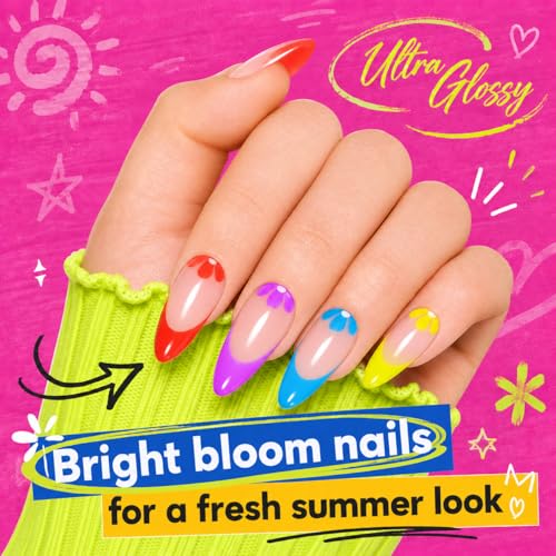 Image of AZUREBEAUTY Neon Nail Polish Set, 4 Bright Summer Shades Jelly Pink Purple Blue Yellow Nail Color Kit for Natural Nails, DIY Manicure Gift for Women