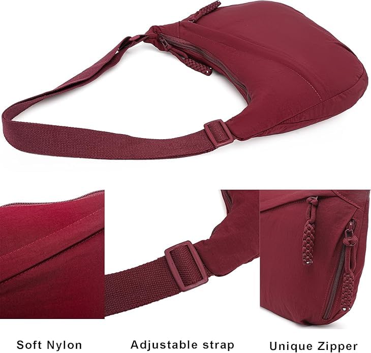 Image of Crescent Crossbody Bag for Women, Nylon Shoulder Tote Handbag with Adjustable Strap, Lightweight Dumpling Sling Bag for Casual Outings, Travel & Everyday Use