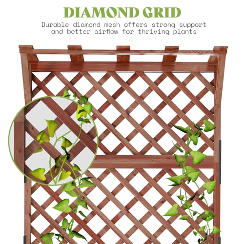 Amerlife 2-Piece Raised Garden Bed with Trellis, 35.4x17.7x72 Inch Planter Boxes with Drainage Holes for Vegetables and Climbing Plants