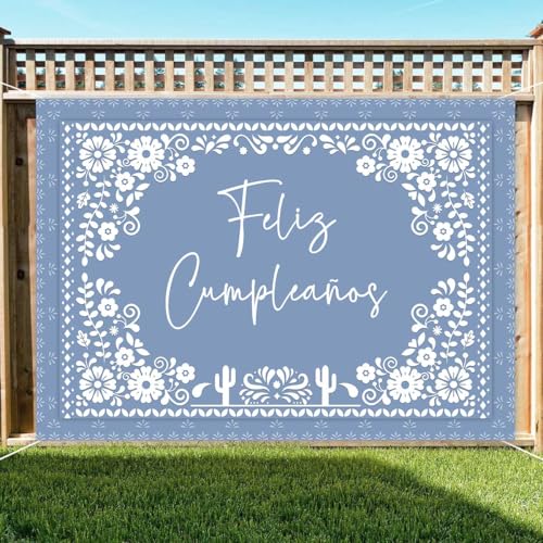 Fondo fotográfico feliz cumpleaños mexicano 7x5ft azul miniatura 5