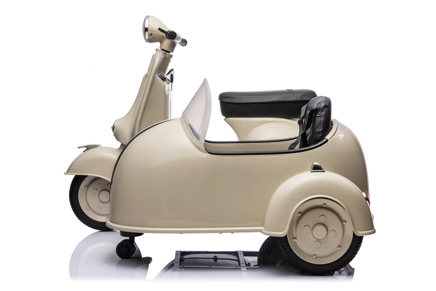 Elektro Kinder Motorrad Vespa 150 VL1T mit Beiwagen 2x35W 12V 7A, Farbe:Blau