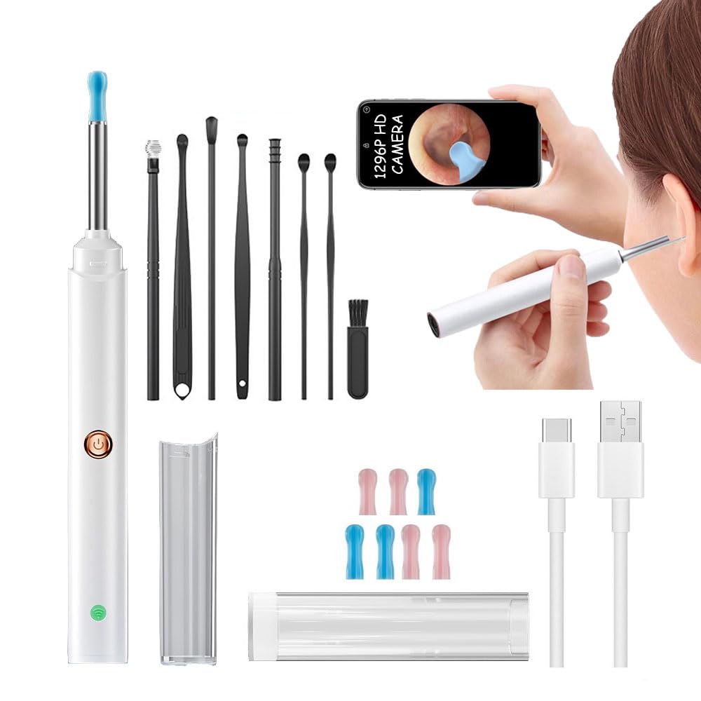 NOVUSOL Ear Wax Removal Tool Kit, 9 Pcs Ear Otoscope Camera Wireless 1296P HD 3.5mm Ear Wax Cleaner with 6 Led Light 350mAh Ear Camera for iOS & Android (White) (B0DBQ5V2KG) Amazon Price History, Amazon Price Tracker