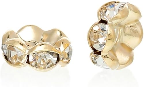 CF39-10 - 100 cuentas sueltas de Adabele grado A, con diamantes de imitación de cristal de 0.394 in (0.39 pulgadas), latón chapado en oro para