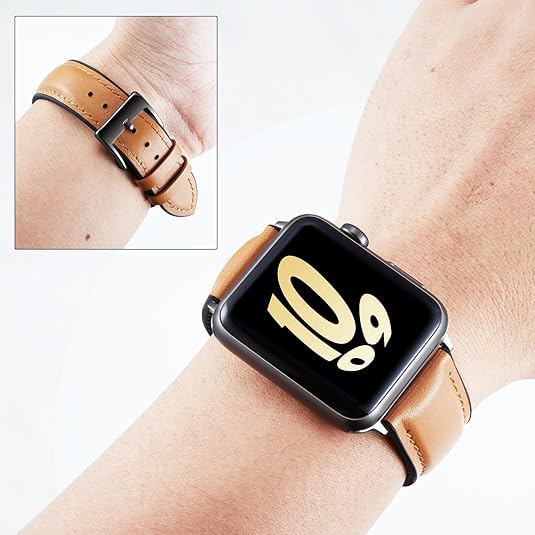 Image of BINLUN Leather Silicone Bands Compatible with Apple Watch 38mm 40mm 41mm 42mm 44mm 45mm 46mm 49mm Sweatproof Replacement Strap for iWatch 11 /10 /9 /8 /7 /6 /5 /4 /3 /2 /1 /Ultra /SE Men Women