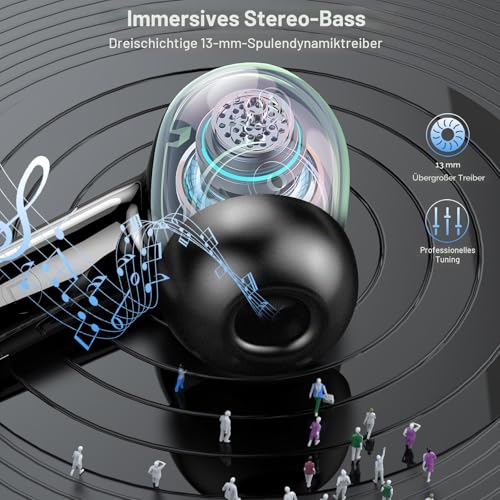 Bluetooth Kopfhörer, 2026 Kopfhörer Kabellos Bluetooth 5.4 HiFi Stereo, 56 Std Spielzeit In Ear Kopfhörer mit 6 ENC Noise Cancelling Mics… – Ansicht 6