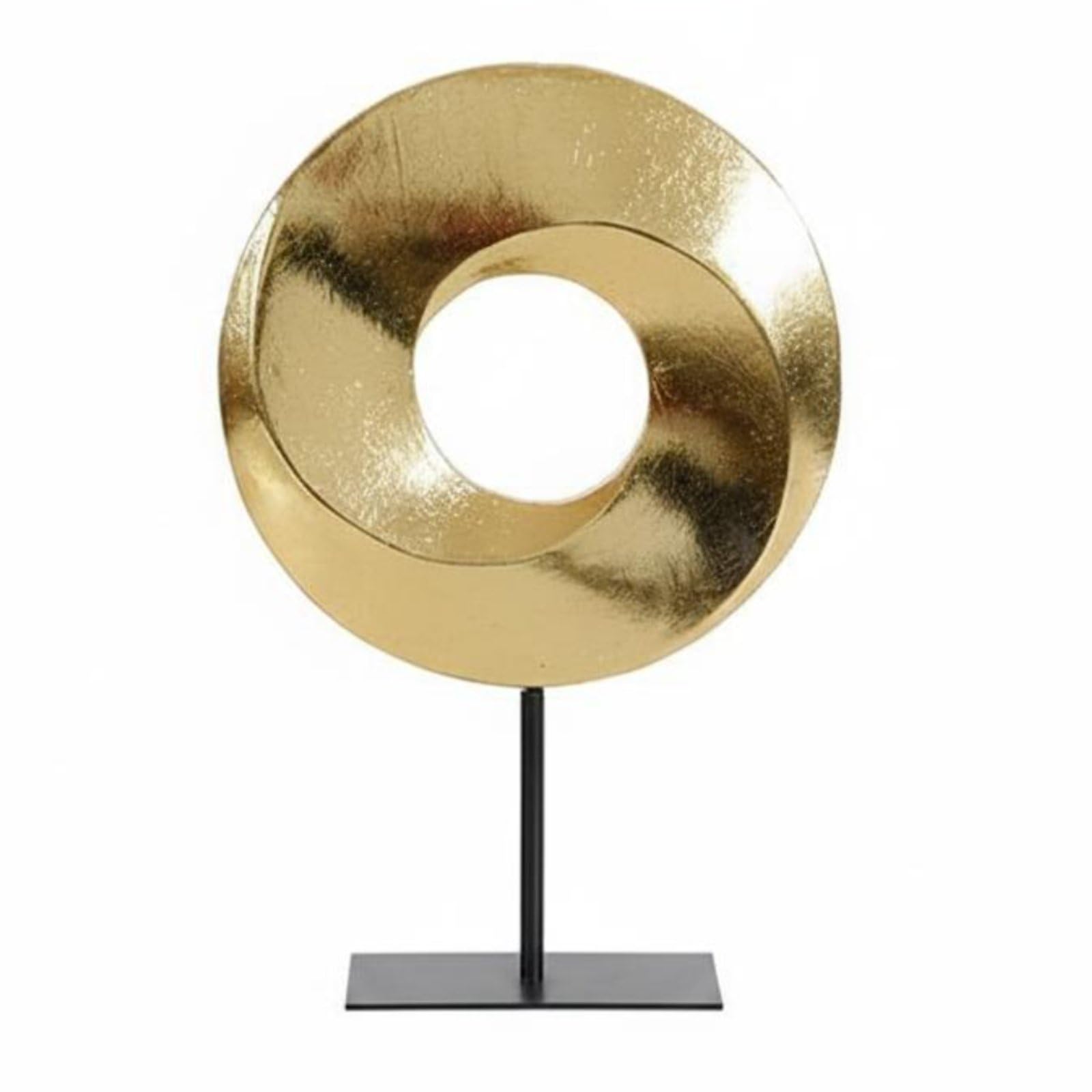 Modern Design Geometric Tabletop Decor Luxury Look Abstract Metal Sculpture Long-Lasting Gold-Toned Hoop Sculpture for Office, Living Room, Entryway, Gold-image-14